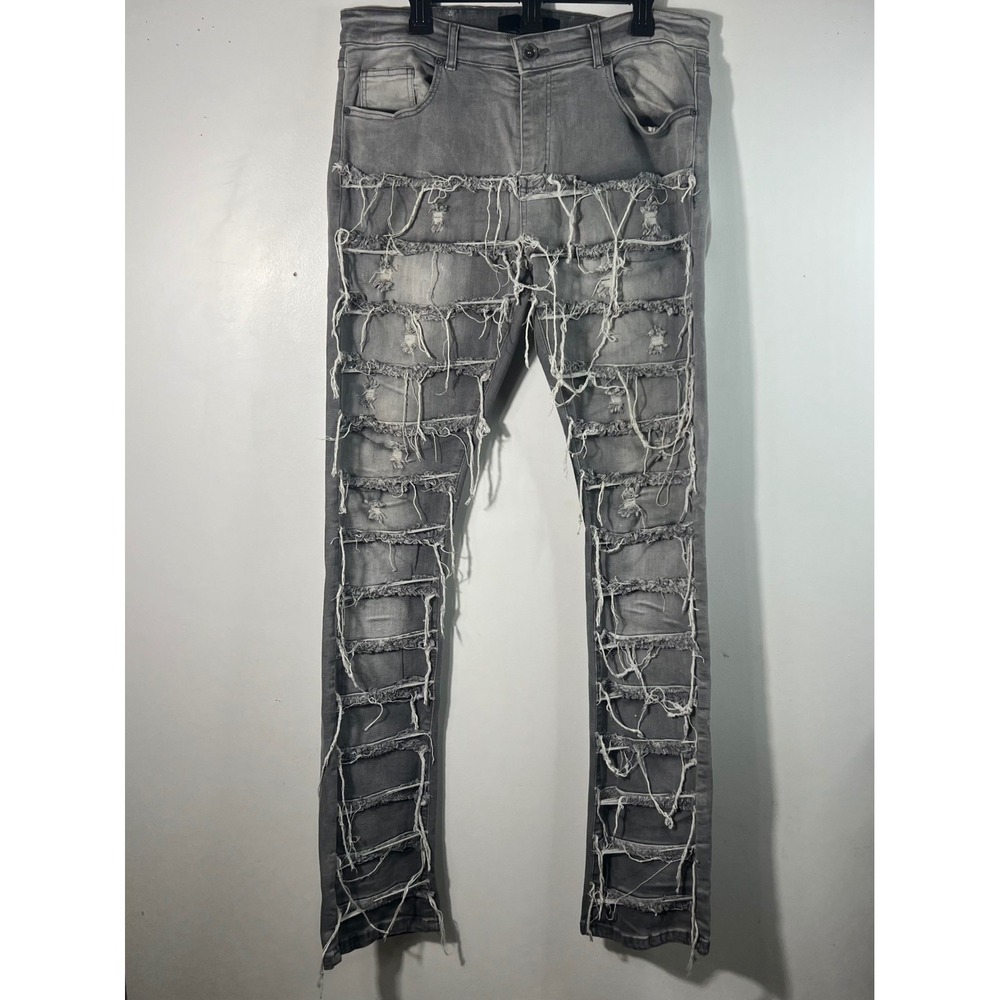 Men's Distressed Grey Slim Fit Jeans